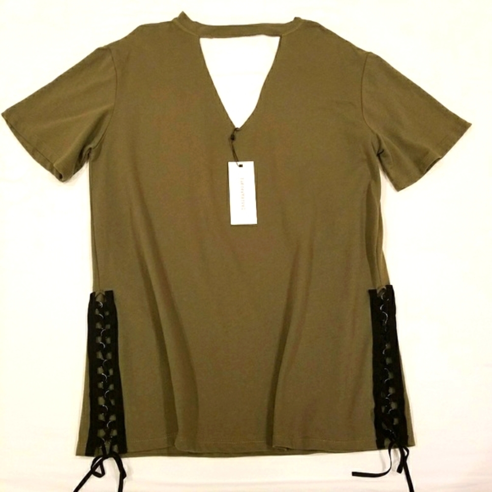 Dance & Marvel NWT Oversized Lace Up Keyhole Shirt